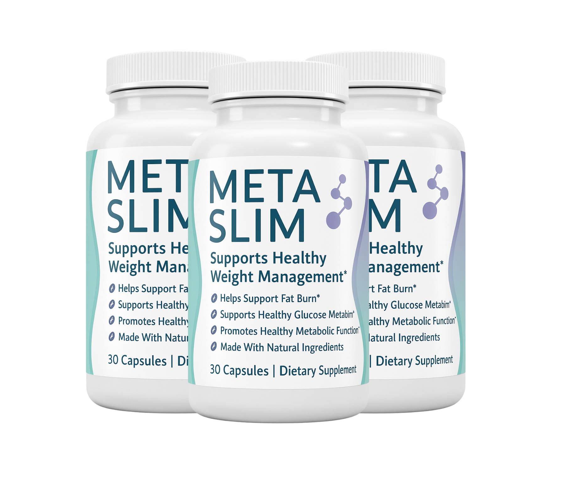 Três potes do produto MetaSlim